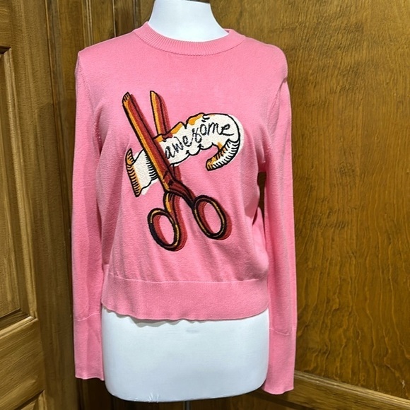 Desigual Awesome Scissors Embroidery Pullover Sweater Size XL - NWT - Picture 3 of 12